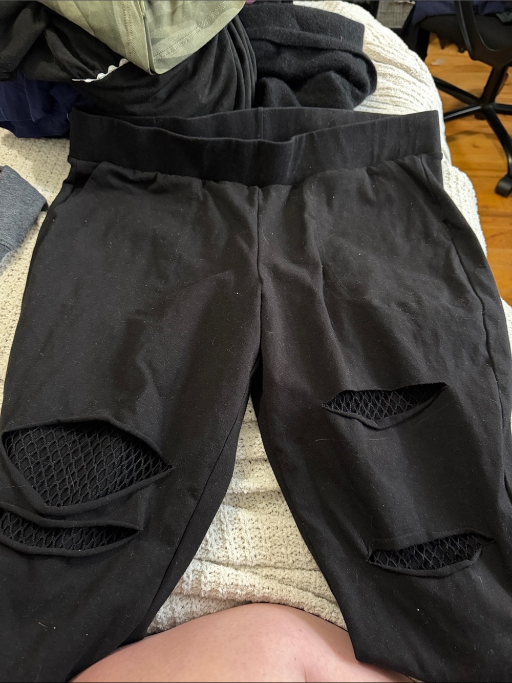torrid Black Distressed Leggings with Mesh Insets